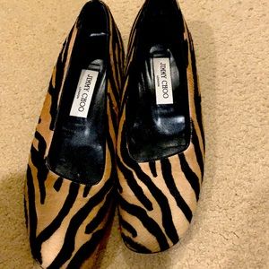 Vintage  gently used Jimmy Choo zebra flats.